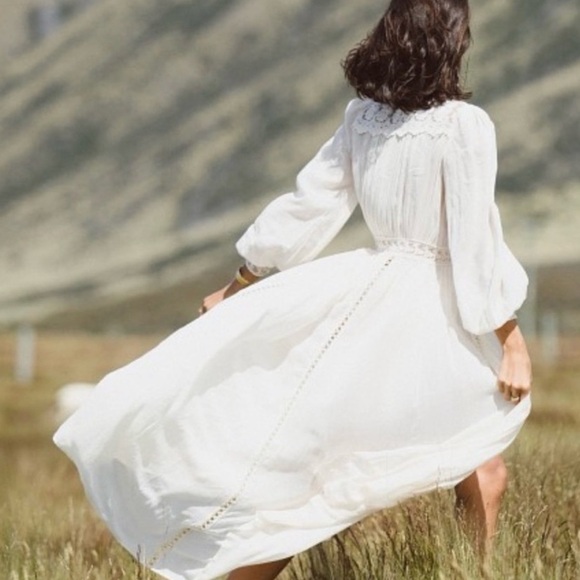 New Spell le gauze new Cream Lace-Trim Long Sleeve Maxi Duster small - Picture 4 of 5